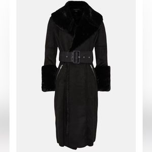 Karen Millen Long Mock Shearling Coat